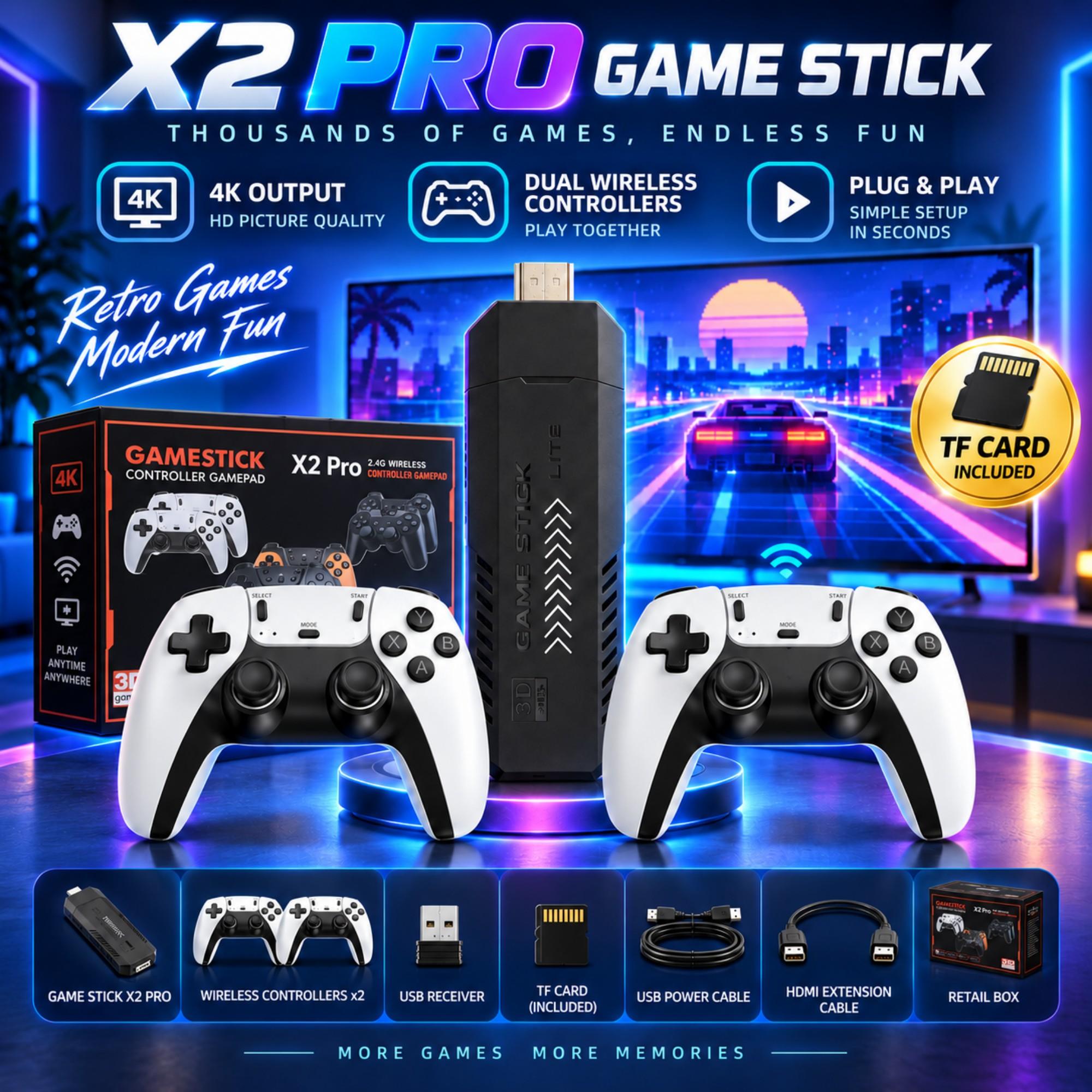 Retro Gaming X2 Pro - X2 PRO Game Stick 4K HD